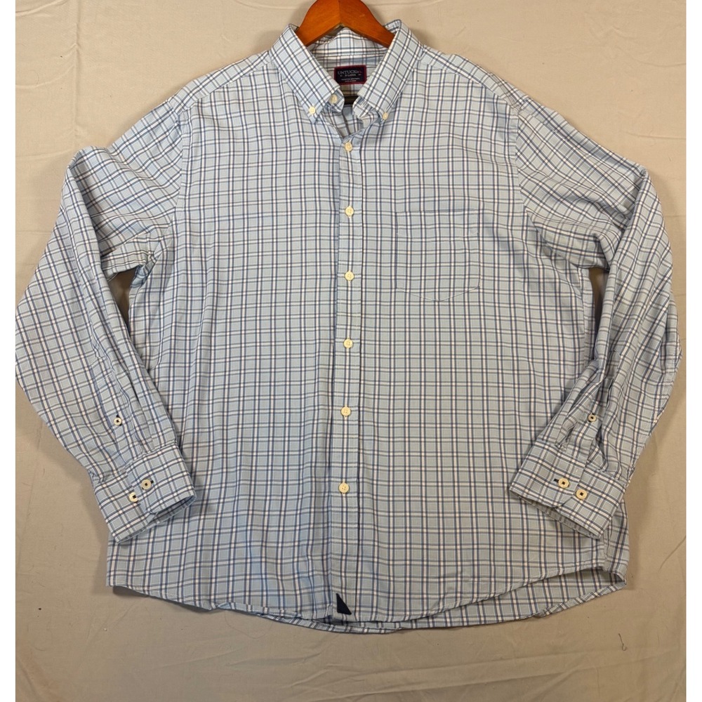 UNTUCKit Martolla Mens XL Regular Fit Blue Plaid Cotton Lyocell Shirt 40889